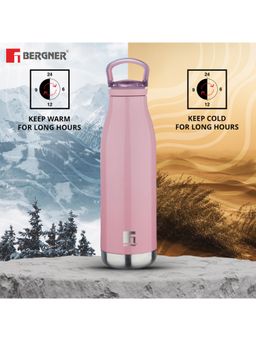 Bergner - Walking Belle Blossom Thermosteel Hot and Cold 500ml Flask, Double Wall - Pink