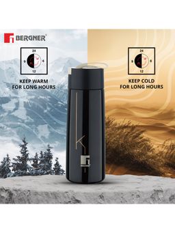 Bergner - Walking Filter Flow Thermosteel Hot and Cold 350ml Flask - Black