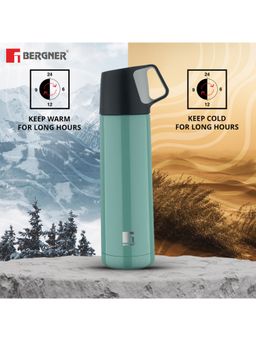 Bergner - Walking Hydro cup Thermosteel Hot and Cold 500ml Flask, Double Walled - Green