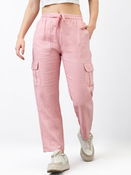 Spykar - Women Pink Straight Fit High Rise Casual Cargo Pant