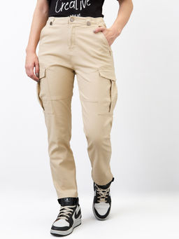 Spykar - Women Beige Regular Fit High Rise Casual Cargo Pant