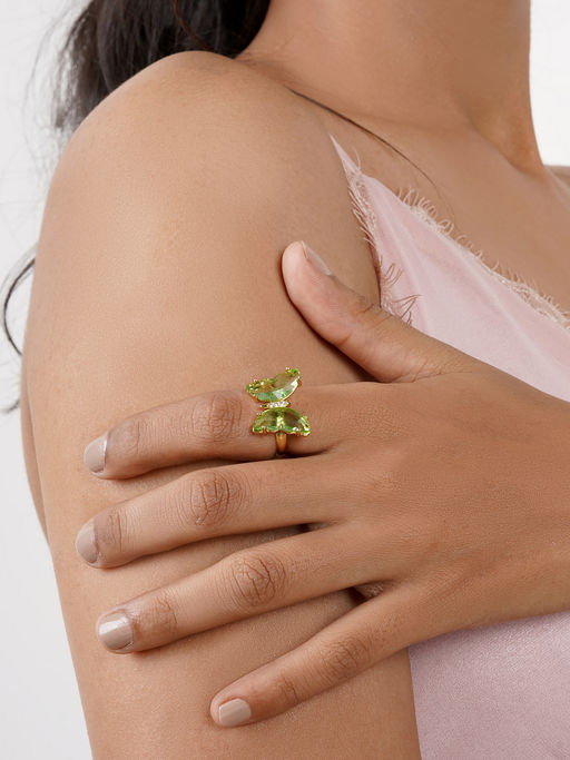 Joker and Witch Joker & Witch Mabel Butterfly Big Light Green Stone Ring