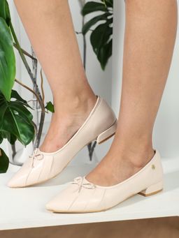 ELLE - Cream Slip On Pointed Toe Women Pump Heels