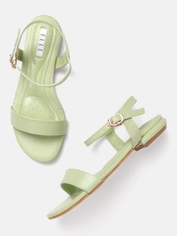 ELLE - Green Buckle Round Toe Women Sandals