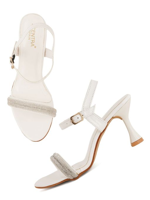 Womens Sandals Zara Embellished Ankle Sandals White Rare Zara