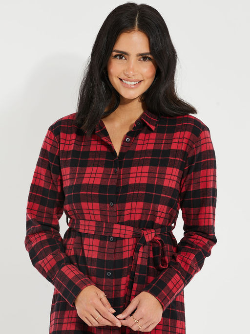 open lace back dress Red Tartan Tie Waist Shirt Dress  Sail to Sable