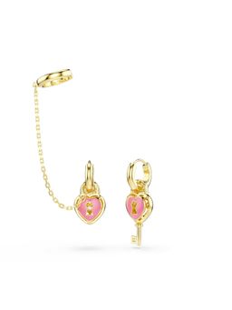 SWAROVSKI - Idyllia Ear Cuff, Heart With Key, Pink, Gold-Tone Plated Drop Earrings