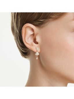 SWAROVSKI - Idyllia Mixed Cuts, Heart With Arrow, White, Gold-Tone Plated Drop Earrings