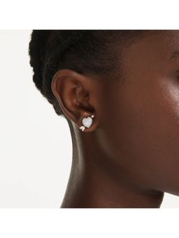 SWAROVSKI - Idyllia, Heart With Arrow, White, Mixed Metal Finish Stud Earrings