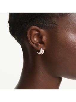 SWAROVSKI - Dextera Round Cut, Mini, White, Rose Gold-Tone Plated Hoop Earrings
