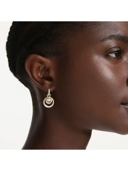 SWAROVSKI - Hyperbola Round Cut, White, Gold-Tone Plated Drop Earrings