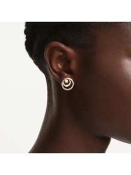 SWAROVSKI - Hyperbola Round Cut, White, Gold-Tone Plated Stud Earrings