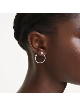 SWAROVSKI - Idyllia Mixed Cuts, Arrow, White, Rhodium Plated Hoop Earrings
