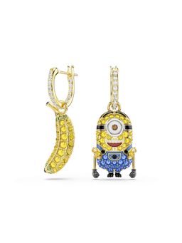 SWAROVSKI - Minions Stuart And Banana Mini, Gold-Tone Plated Drop Earrings