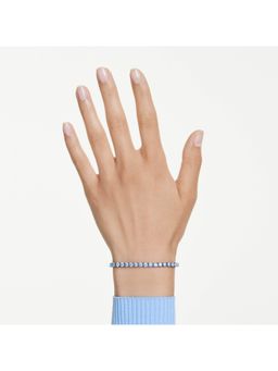 SWAROVSKI - Matrix Tennis Round Cut, Blue, Ruthenium Plated Bracelet