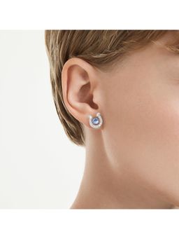 SWAROVSKI - Symbolica Horse Shoe, Blue, Rhodium Plated Stud Earrings