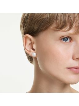 SWAROVSKI - Matrix Crystal Pearl, White, Rhodium Plated Stud Earrings