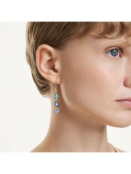 SWAROVSKI - Gema Asymmetrical Design, Multicolored, Gold-Tone Plated Drop Earrings