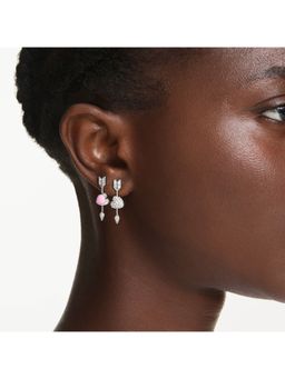 SWAROVSKI - Idyllia Heart With Arrow, White, Rhodium Plated Drop Earrings