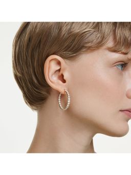 SWAROVSKI - Matrix Round Cut, White, Gold-Tone Plated Hoop Earrings