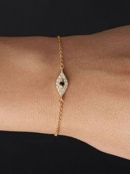 AQUASTREET - 14K Gold Plated Anti-Tarnish Zircon Evileye Charm Bracelet