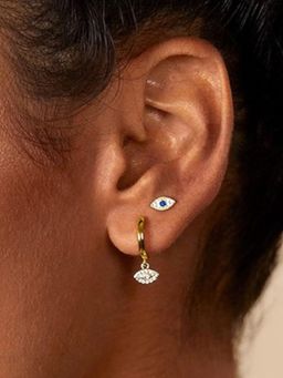 AQUASTREET - 14K Plated Antitarnish Evil Eye Stud And Drops Earrings (Pack of 2)