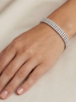 925 SILLER - Triple-Row Radiant Tennis Bolo Bracelet