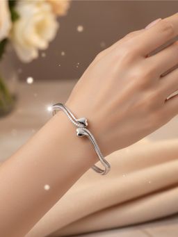 925 SILLER - Crystal-Embellished Dual Heart Bracelet