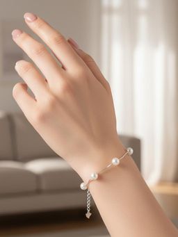925 SILLER - Floating Pearl Silver Bracelet