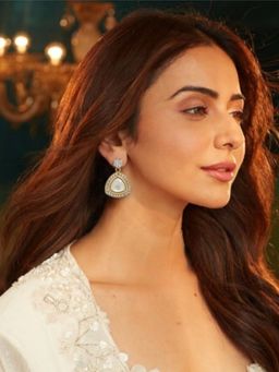 Accessher - Gold Kundan Stone Drop Dangle Earrings