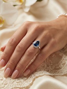 925 SILLER - Oceanic Pear Promise Ring