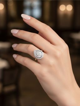 925 SILLER - The Celestial Dewdrop Cluster Ring