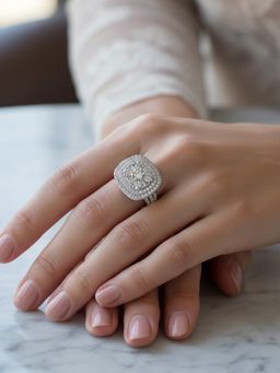 925 SILLER - The Majestic Cushion Halo Ring