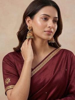 Niscka - 24K Gold Plated Ruby Emerald Studded Peacock Jhumka