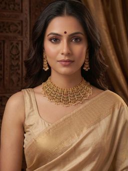 Niscka - 24K Gold Plated Antique Temple Lakshmi Jewellery Set