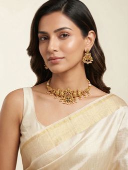 Niscka - 24K Antique Gold Plated Temple Jewellery Set