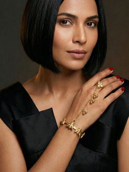 Niscka - Gold Plated Butterfly Ghungroo Haathphool