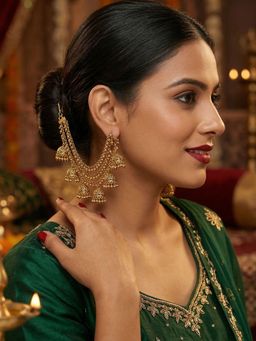 Niscka - Ethnic 24K Gold Plated Multi Layer 6 Jhumki Earring Chain