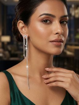 Niscka - Sparkle Crystal Rhinestone Waterfall Multi-Layer Statement Earrings