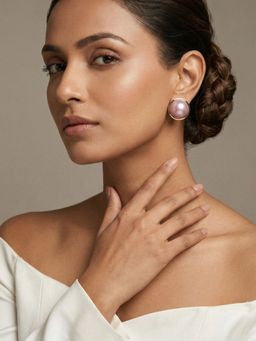 Niscka - Classic Lavender Colour Minimal Pearl Stud Earrings