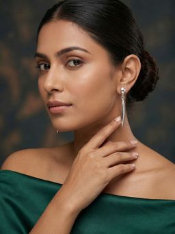 Niscka - Sleek Anti Tarnish Silver Drop Dangler Earrings