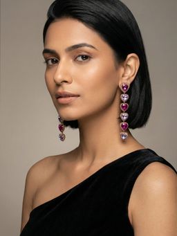 Niscka - Purple Lavender Hearts Shape Long Earrings