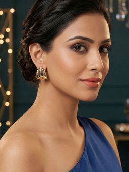 Niscka - Stylish Fancy Dual Tone Triangle Shape Stud Earrings