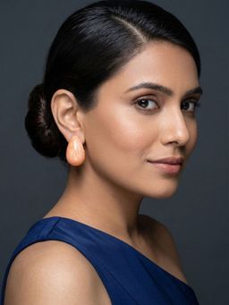 Niscka - Peach Waterdrop Style Gold Plated Stud Earrings