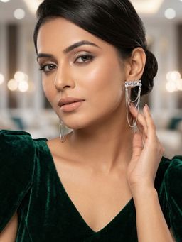 Niscka - Elegant Silver Plated Triple Layer Drop Earrings