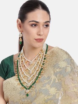 Peora - Traditional Green Floral Multi Layered Jewellery Set