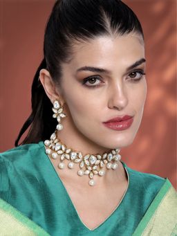 Peora - Crystal Studded Pearl Jewellery Set for Women