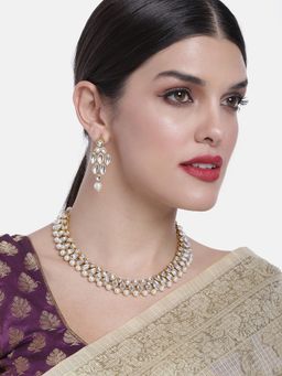 Peora - Women Traditional Pearl Drop Kundan Jewellery Set