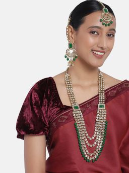 Peora - Indian Gold Plated Kundan Dulhan Bridal Jewellery Set