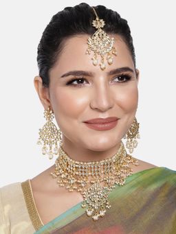 Peora - Gold Plated Kundan Pearl Jewellery Set for Women